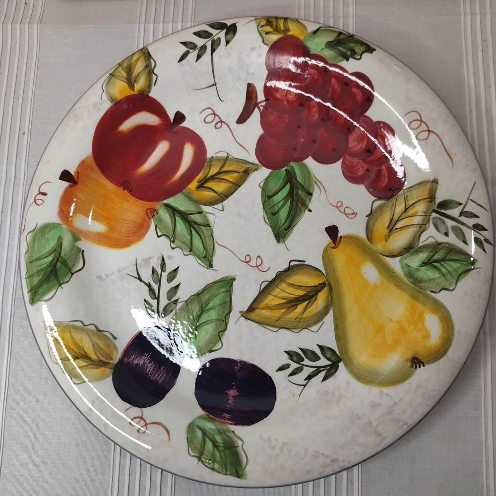 Oneida Kitchen Vintage Fruit Patten 10 5/8" Dinner Plate Hand Painted In Box